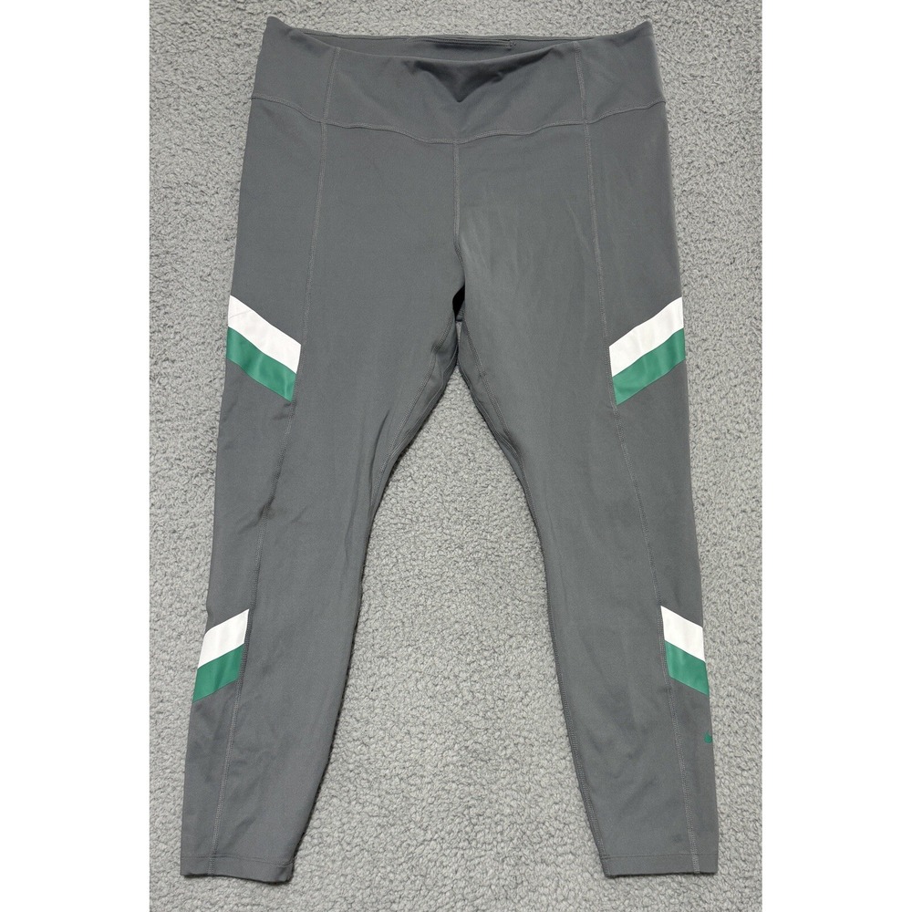 Nike One Smoke Grey Color Block Stripe Leggings DA0916-084 Womens XL Pull On